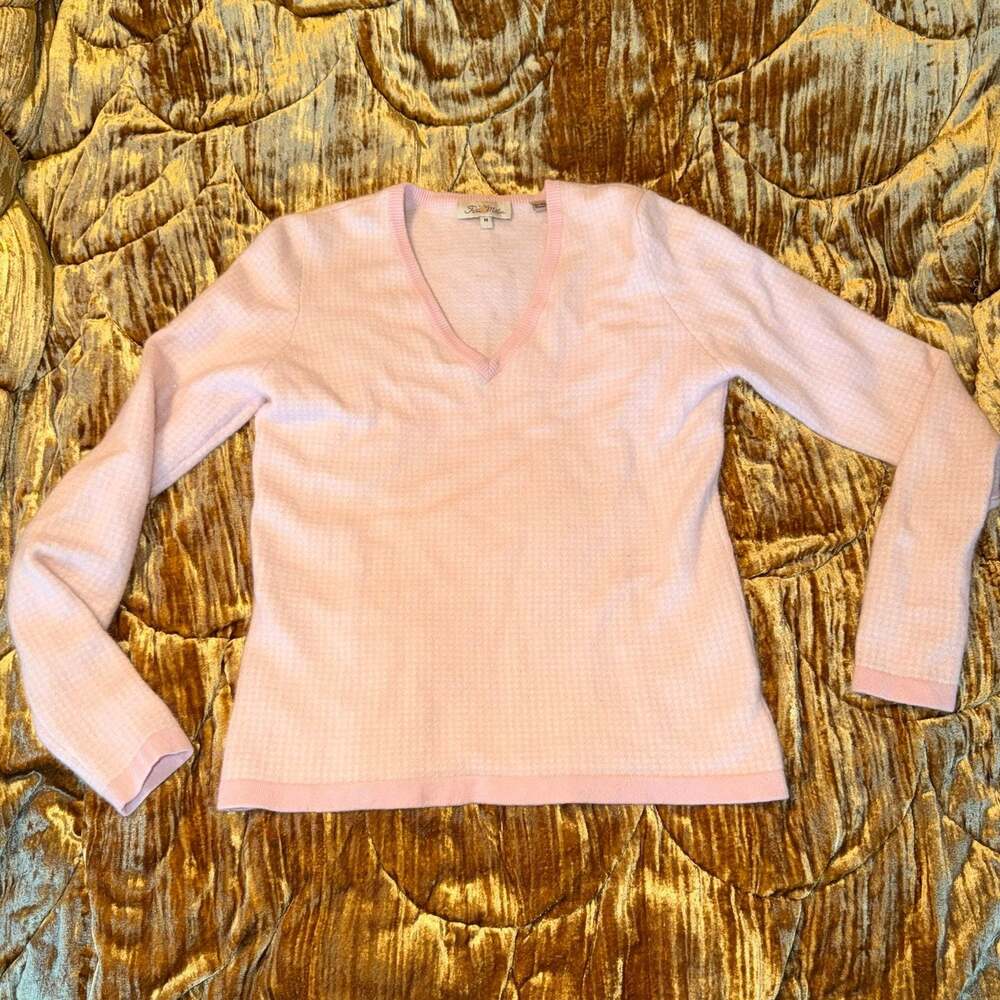 Peter Miller pink gingham women’s golf sweater medium 100% cashmere